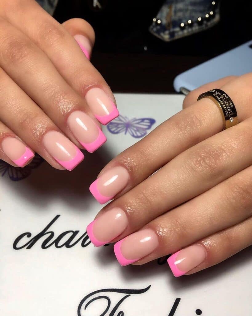 spring 2023 pink french nails