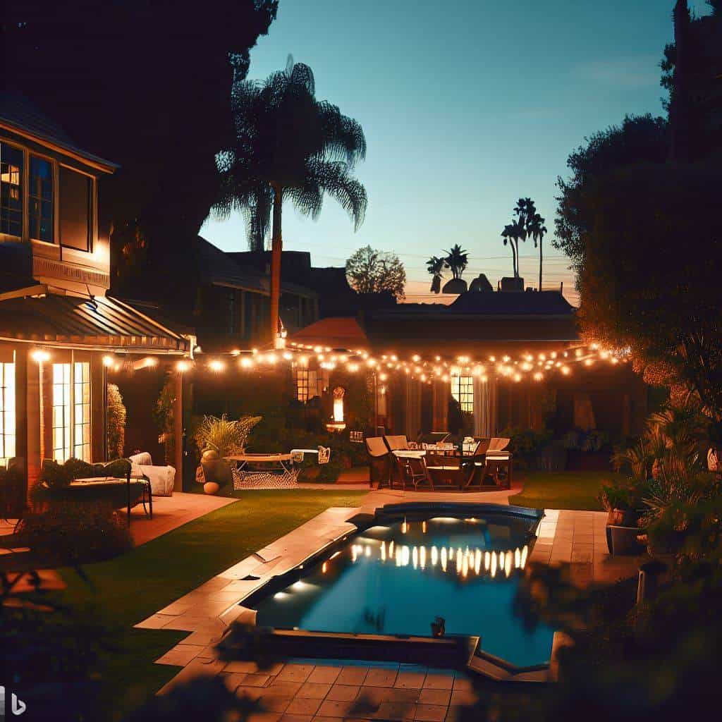 lights and pool idea for backyard upgrade