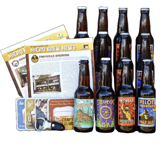 12 bottles of craft beer with matching cards and news sheets