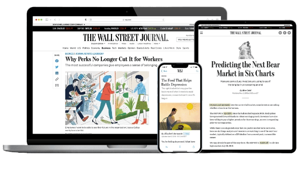 wall street journal on laptop, phone, tablet screen