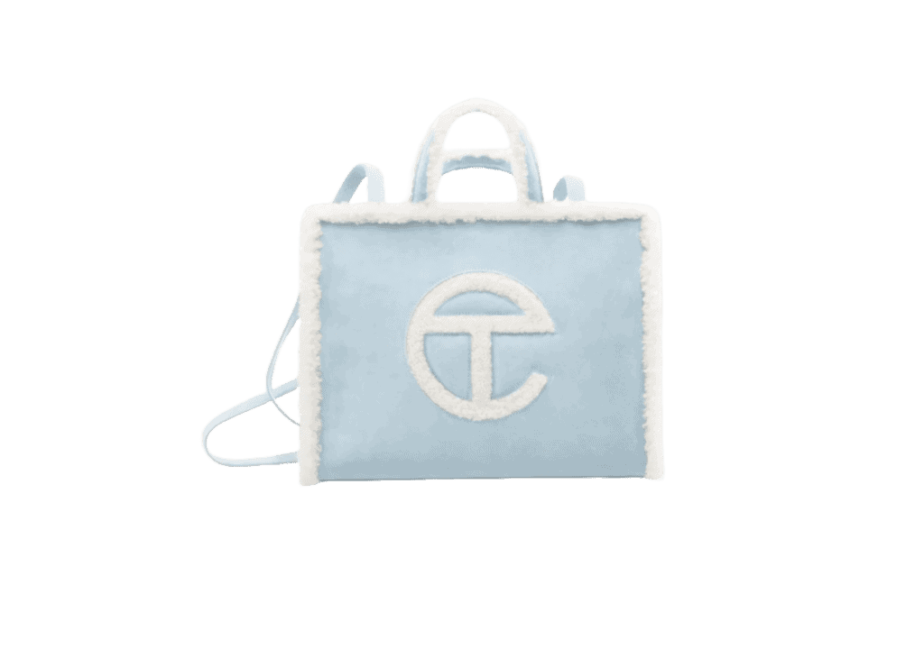 ugg x telfar medium shopping bag in blue and white as christmas gift ideas for women