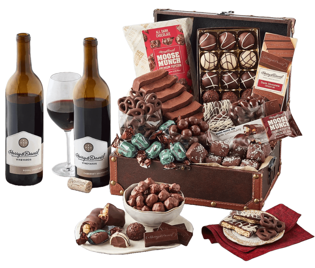 wine and chocolate gift box as christmas gift ideas for women